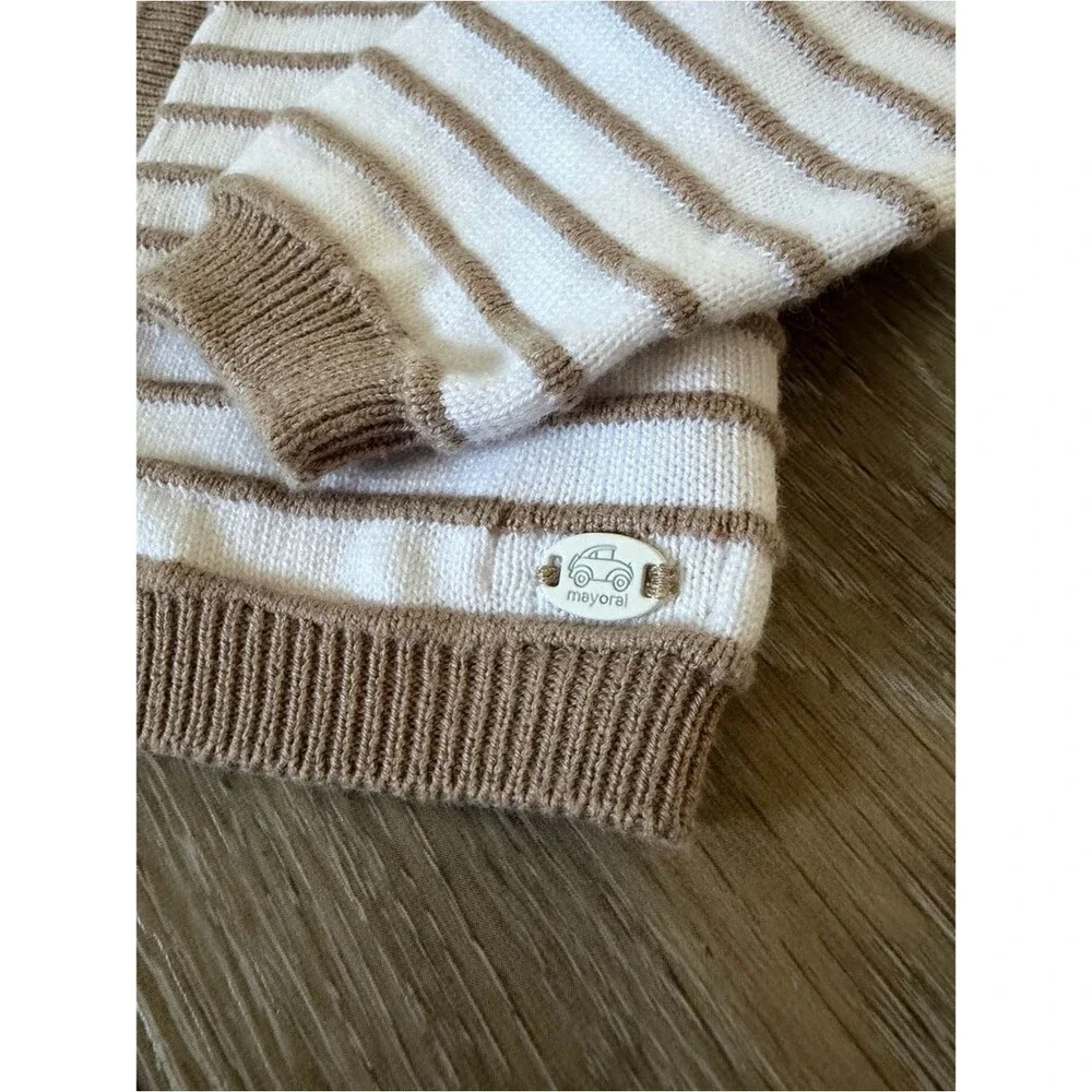 Mayoral Cream Striped Knit Baby Cardigan 4-6 Months